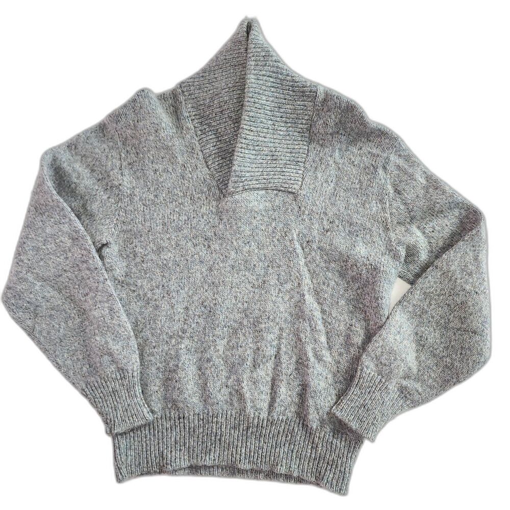 Vintage Boundary Waters Dayton Grey Shawl Neck Wool Sweater